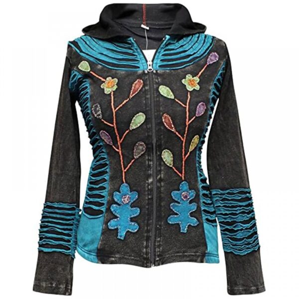 Blue with flowers boho hoodie