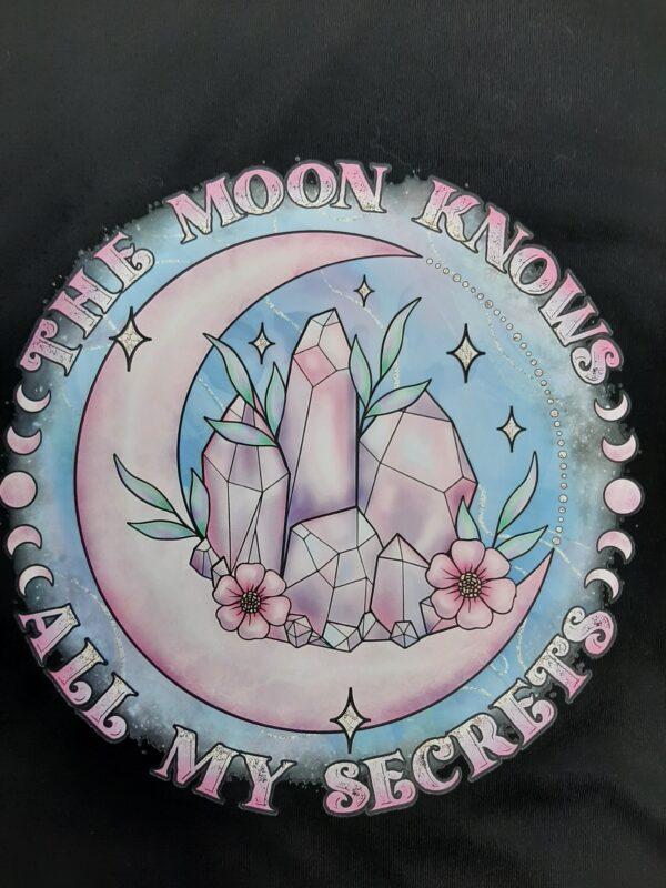 "Moon knows all my secrets" plus size top- black