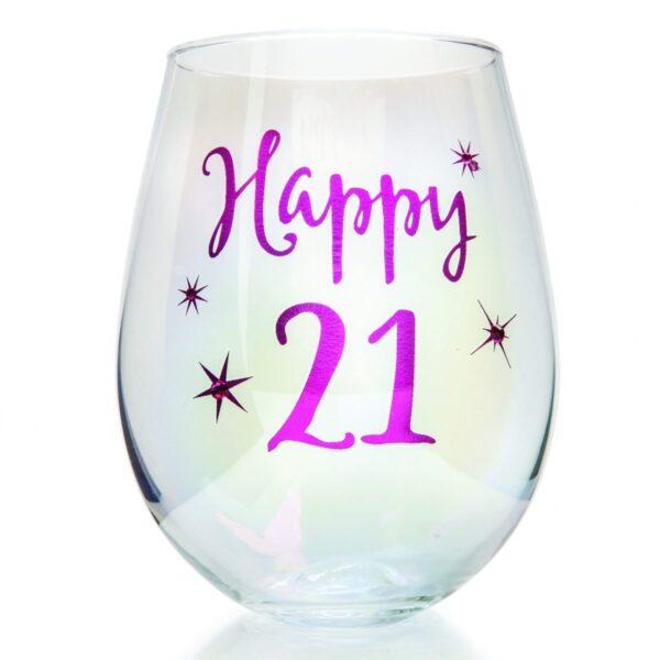 Happy 21 Tallulah Aurora Stemless Wine Glass