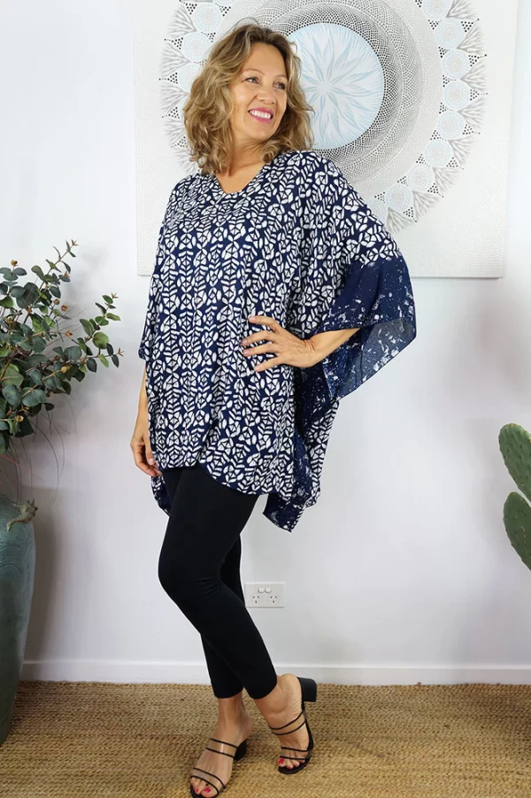 Short Tunic "Tiki" plus size - dark blue