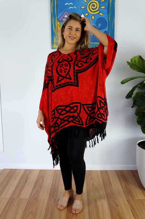 Celtic Cover Up/plus size top -red