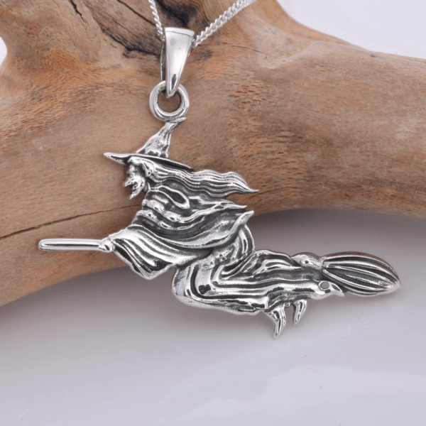 Flying Witch Sterling silver pendant