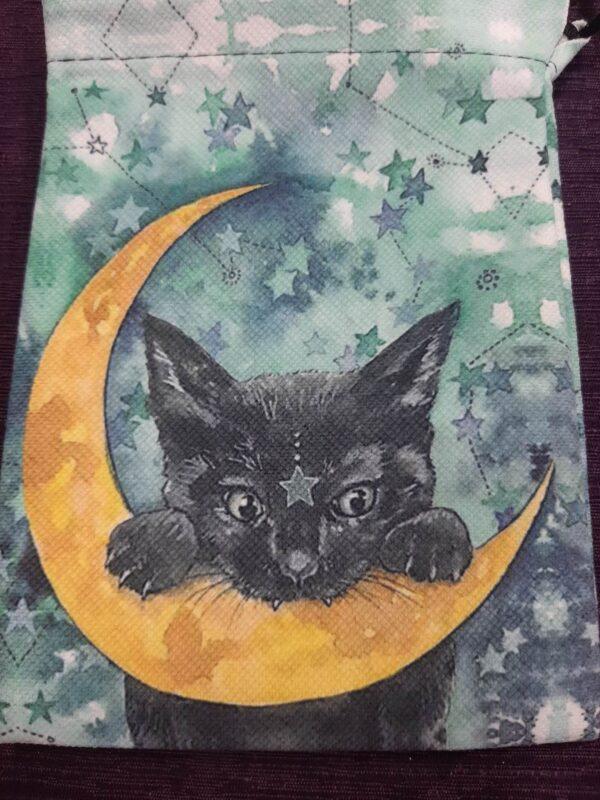 Black cat and moon tarot bag (bs)