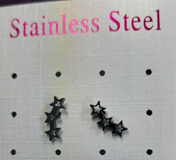 Stainless steel black stars studs (bs)