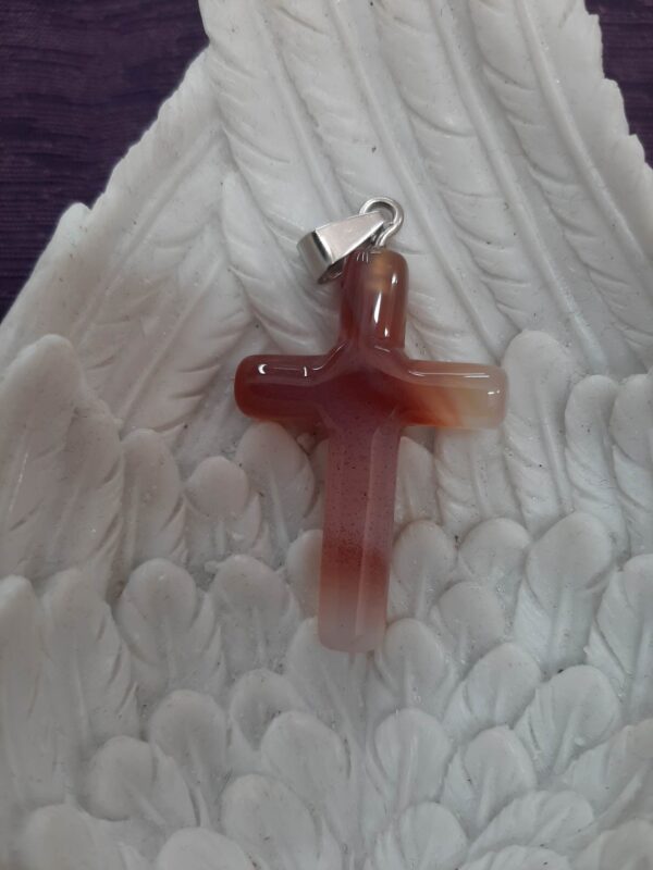 Orange agate cross pendant  (bs)