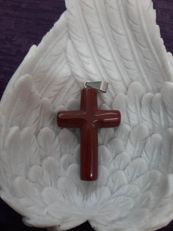 Red jasper cross pendant  (bs)