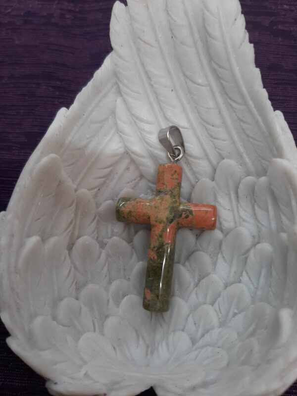 Unakite cross pendant  (bs)