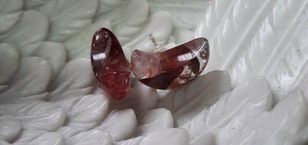 Red healer/Fire quartz moon earring studs (bs)