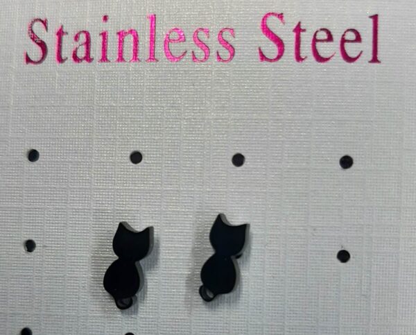 Stainless steel black cat studs (bs)