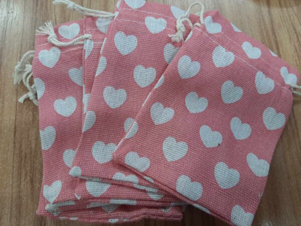 Pink heart fabric bag (bs)