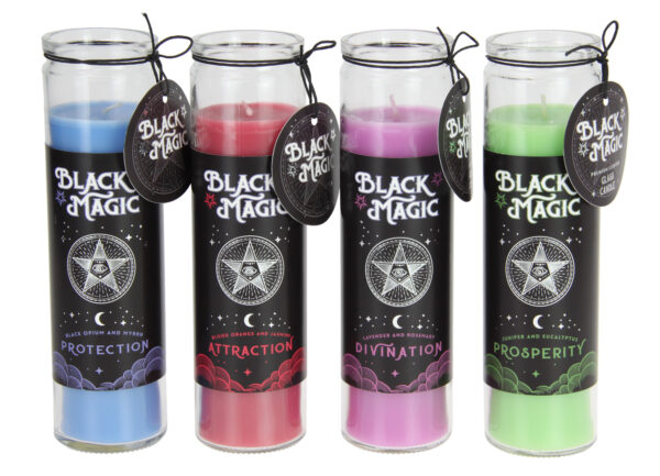 Black magic tall glass candle