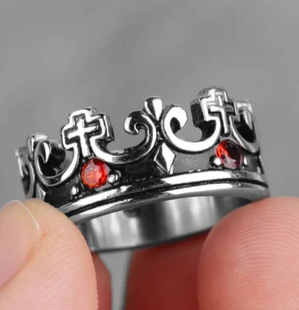 Crown ring- Stainless steel -silver/red