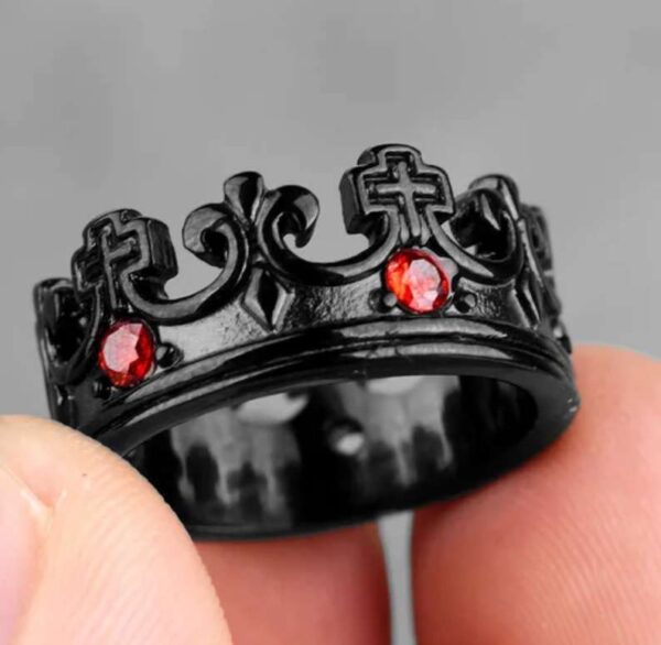 Crown ring- Stainless steel -black/red