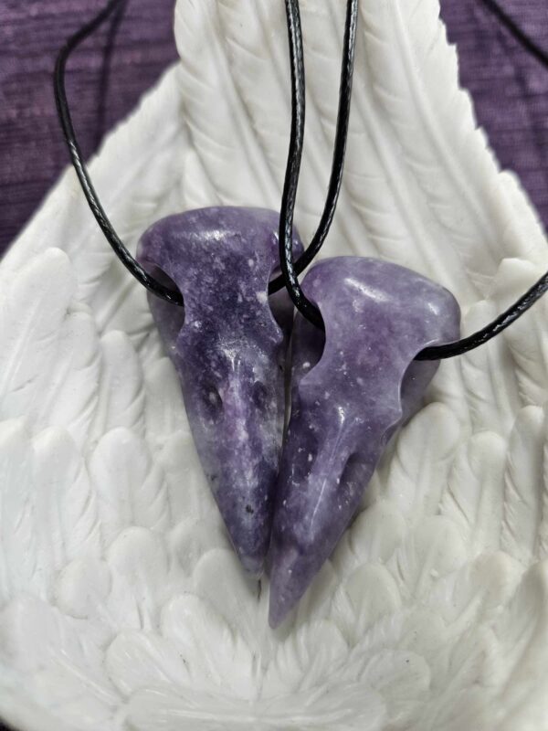 Raven head pendant- lepidolite