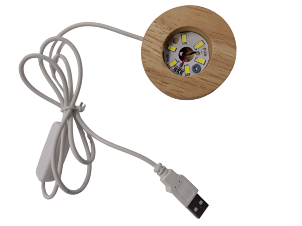 6cm wooden usb sphere holder- white light