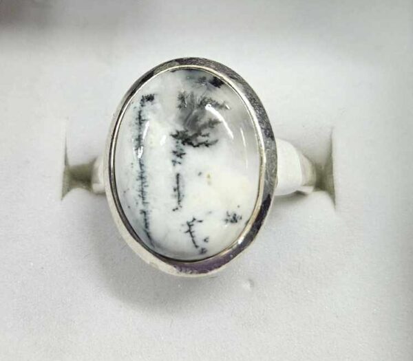 Dendritic opal ring -size 9