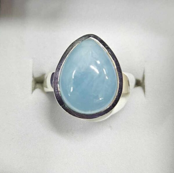 Aquamarine tear drop ring - size 7