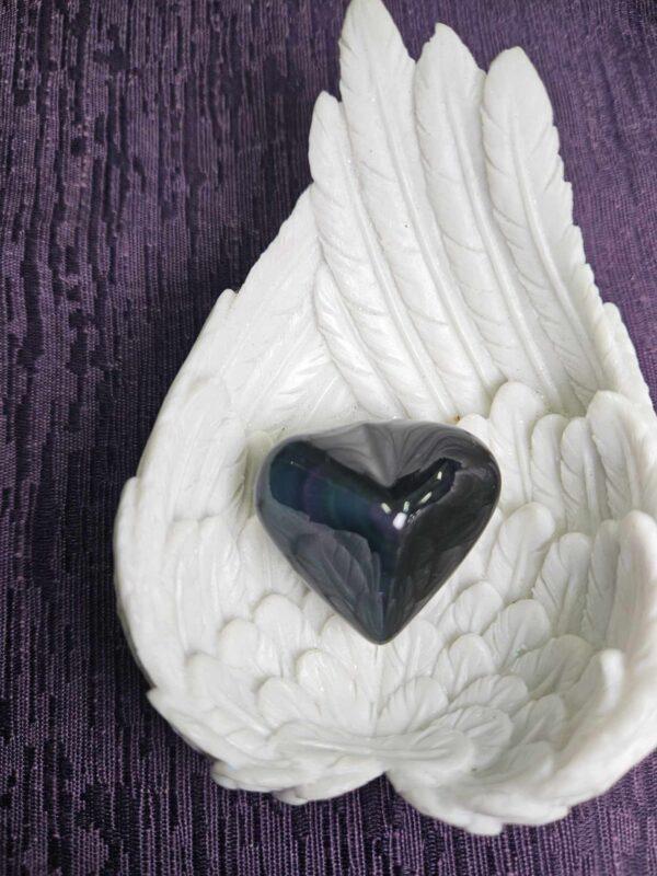 Rainbow obsidian raised heart