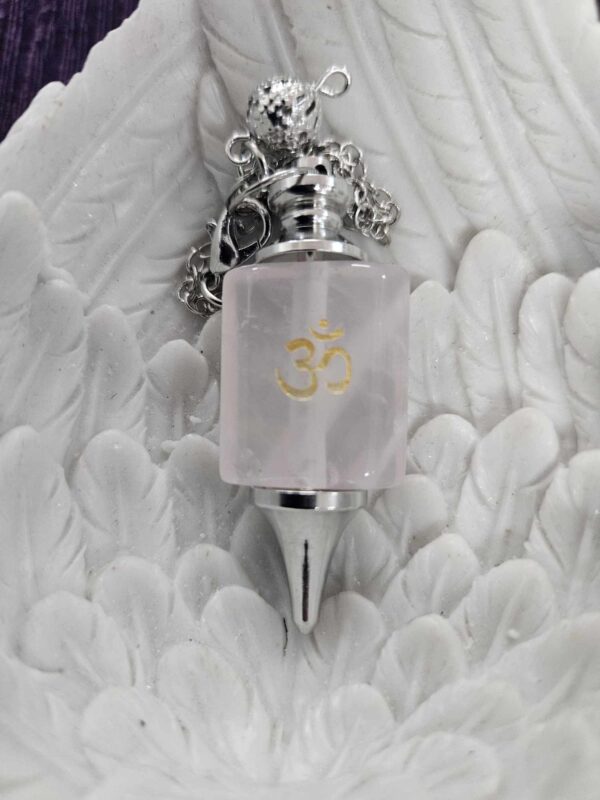 OM rose quartz pendulum