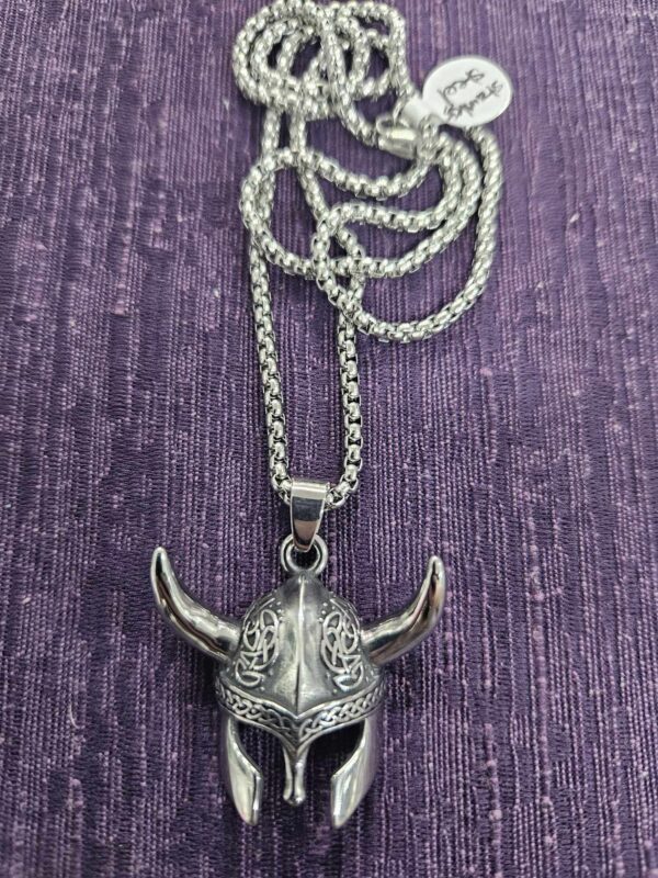 Stainless steel viking helmet on chain