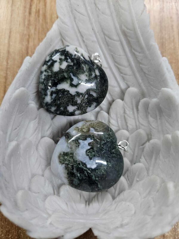 Moss agate heart pendant (bs)