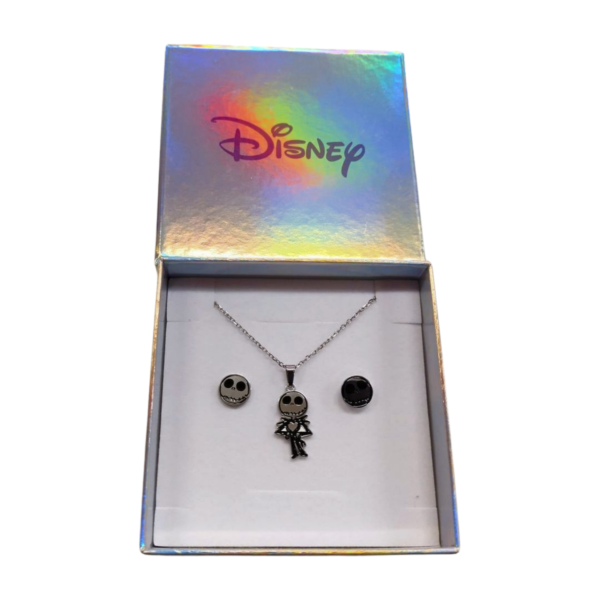 DISNEY 100 JACK SKELLINGTON STUD EARRINGS AND NECKLACE