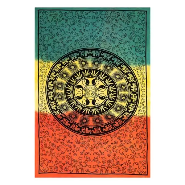 TAPESTRY - Ying Yang Hemp Rasta Colours 140cm x 210cm