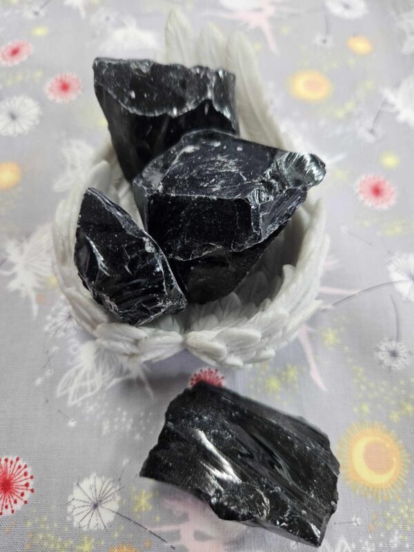 Raw black obsidian