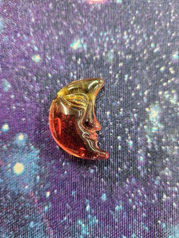 Small aura coated glass moon (bs)