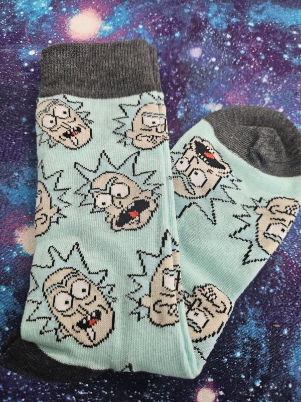 Cartoon sock- blue grey rick