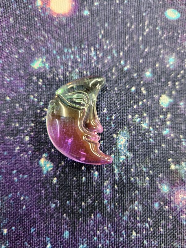 Small aura coated glass moon (bs)