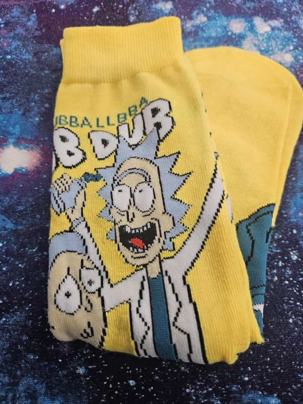 Cartoon sock- yellow rick and morty