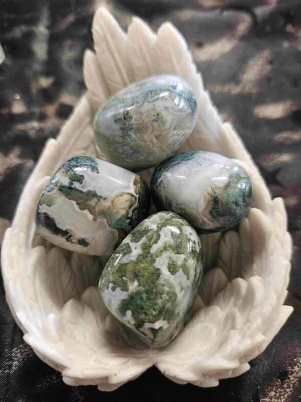 Moss agate tumble (hm)