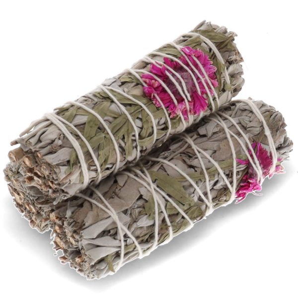 White Sage Smudge with Dahlia Flower 10cm