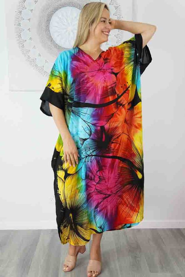 Long Kaftan Sunshine rainbow - plus size