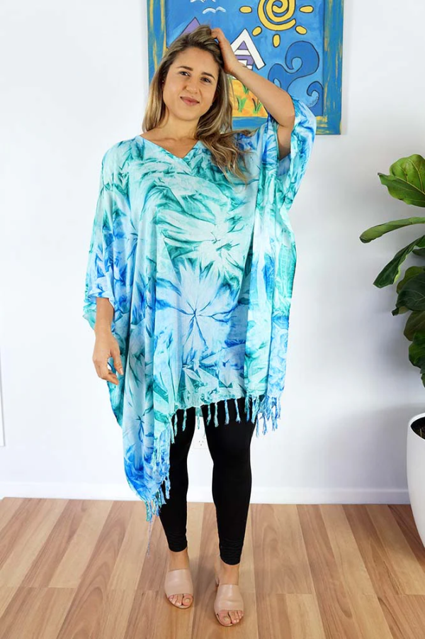 Fluro Cover Up- plus size green/blue