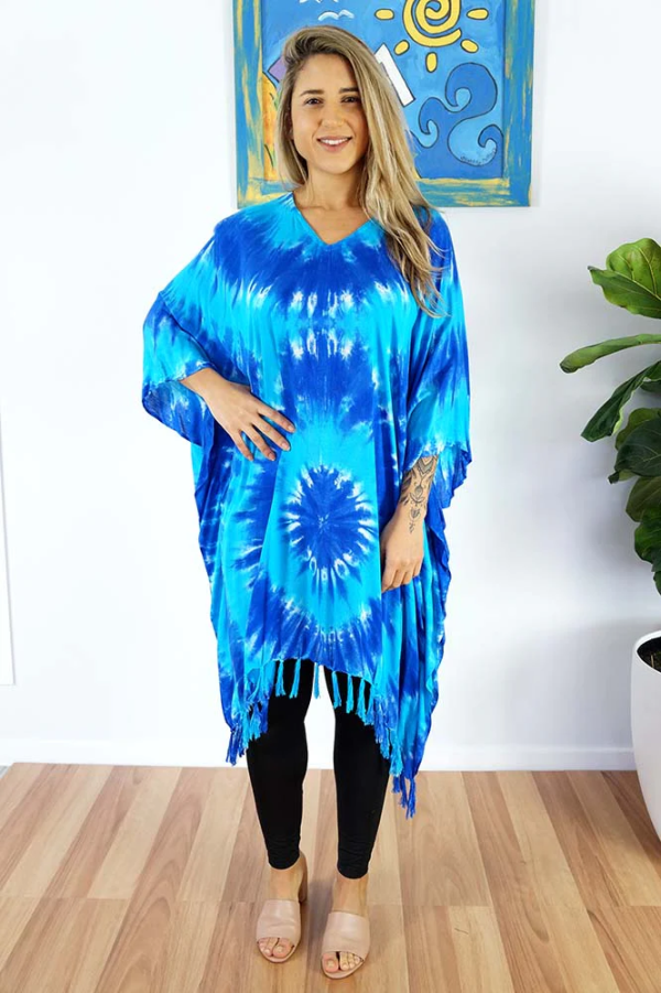 Tie Dye Cover Up- plus size blue