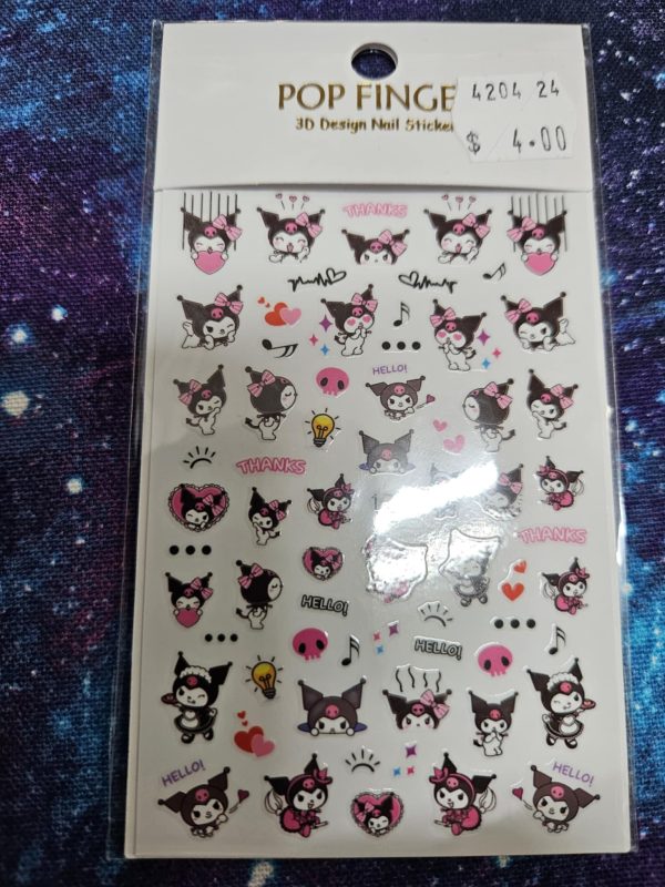 Nail sticker- Kuromi pink/black