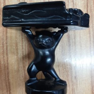 Cat holding coffin - black obsidian