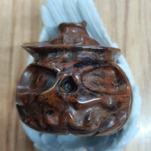 Large mahogany jasper pumpkin with hat