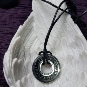 Stainless steel Viking rune coin/disc pendant (bs)