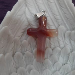 Orange agate cross pendant (bs)