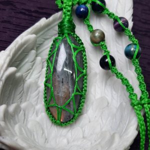 long Labradorite wrapped pendant