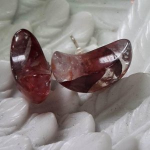 Red healer/Fire quartz moon earring studs (bs)