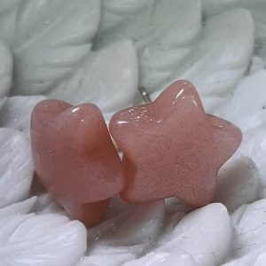 Peach moonstone star earring studs (bs)