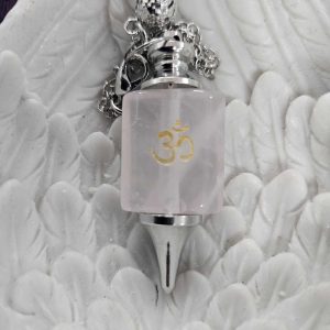 OM rose quartz pendulum
