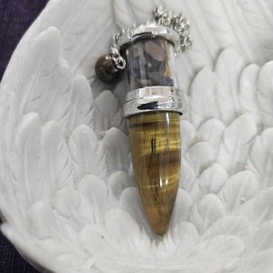Bullet pendulum with chips- tiger eye
