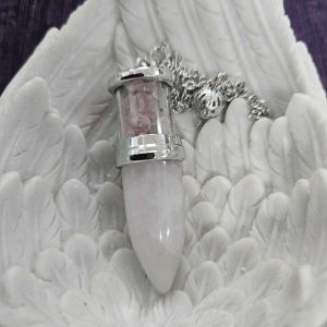 Rose quartz bullet chip pendulum