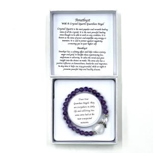 Amethyst Crystal Heart Guardian Angel Bracelet