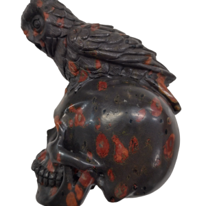 Skull with Owl - Plum Jasper